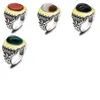 Кластерные кольца Стиль 925 Серебряные серебряные кольцо овальные мультиаличные бирюзовые бирюзовые