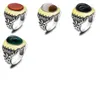 Cluster Rings estilo 925 prata esterlina anel masculino oval multi-pedra turquesa pedra ágata natural senhora neutro tailandês turco