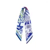 Sjaals 55 blauw patroon met sjaal vierkant dames bedrukt