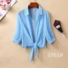 Chemisiers pour femmes 4XL 5XL Manteau à manches mi-longues Haut en mousseline de soie Châle Vêtements de protection solaire Climatisation Cardigan Blouse Femmes Beach Style Sexy