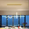 Pendant Lamps Luxury Restaurant Lights Modern Minimalist Dining Room Table Bar Long Strip Chandelier Nordic Creative Gypsophila