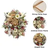 Dekorativa blommor Cow Front Door Wreath Bow Leaves Decorations For Porch Wood Flower Arrangement Home Farmhouse Holiday Rekvisita