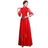 Abbigliamento etnico Abito da sposa tradizionale orientale Cinese Antica signora Red Qipao Vestidos Vintage Asian Bride Matrimonio Abito cheongsam