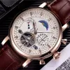 2023 Fashion Watch Men Watch Skeleton Tourbillon Orologio meccanico automatico a carica manuale Orologi classici in pelle naturale Gentleman Busi246T