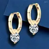 Dangle Earrings Hoop Women's Huggies 6.5mm Moissanite Drop Silver 925 Original GRA Certified Girls Fine Jewelry