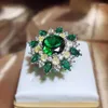 Cluster Ringen Trendy Vintage Grote Bloem Ring Voor Vrouwen Elegante Simulatie Emerald Zirkoon 925 Zilveren Fijne Sieraden Party Geschenken