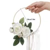 Dekorativa blommor 20 cm rund ring blomma krans girland bröllop dekoration simulering för äktenskap brud baby shower hemparti dekor