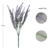 Fleurs décoratives Maison Faux Flocage Artificiel 5 Fourches Lavande Épis De Blé Bouquet Violet Extérieur Anti-UV Non-fading Plastic Plant Garden