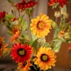 Decorative Flowers Artificial Silk Fake Sunflower Flower For DIY Bridal Bouquet Garden Home Wedding INS Decoration Props