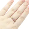 Cluster Ringen 9x7mm Multi Kleur Roze Kunziet Groen Peridoot Gouden Citrien CZ Vrouwen Rose Goud Zilver