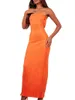 Casual Dresses Canis Women s Sexy Off Shoulder Strapless Tube Tube Bodycon Backless Going Out Party Club Dress D Orange Small