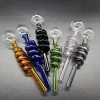 Tuyau de brûleur à mazout en verre Pyrex épais Pipes à fumer à la main colorées Environ 140 mm Tube hélicoïdal Tubes à ressort en borosilicate Dab Rig Diamètre