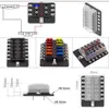 10 Ways Blade Fuse Box Holder with LED Warning Light for Car Boat Marine Trike 12V 24V Medium Size Fuses 100A