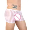 Calzoncillos 4 unids/lote, ropa interior para hombre, calzoncillos bóxer transparentes de malla exótica a rayas, calzoncillos Gay, calzoncillos con bolsa para pene sin costuras, bañadores