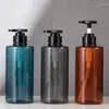 Storage Bottles 300ML 500ML 12PCS Black Blue Amber PET Flat Shoulder Bottle For Liquid Makeup Plastic Lotion Pump Shampoo Containers