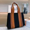 Handväskor Kvinnor Woody Bag Tote Shoppingväska Handväska Läder Canvas Linne Stora strandpåsar Klassisk designer Woody Crossbody axelplånbok