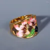 Кластерные кольца Cizeva изысканное цветочное кольцо золота для женщин Элегантное лотос бутоны модная модная эпоксидная эпоксия ювелирные изделия