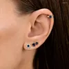 Orecchini a bottone 925 Sterling Silver Ear Needle Colorful Round Earring Luxury For Women Fashion Zircon Piercing Small Fine Jewelry