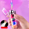 New Double Arc USB Lighter Transparent Waterproof Outdoor Lighter with Flashlight Windproof Electric Lighter Recharge Gadgets
