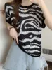 T-shirts pour femmes M-4XLCasual Zebra Leopard Pattern Knitwear Loose Short Sleeve Top 2023 Summer Fashion Clothing