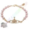 Saturn bracelet pearl beaded strand diamond tennis planet bracelets woman gold designer jewelryfashion accessories with boxs 4Color0.1233