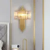 Vägglampor guld runda rörmetall ledande lampor foajé matsal sconce e14 glödlampa 110-240v hemkonst dekoration klar glas lampskärm