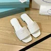 Designers Sandals Women slipper Flat Slides Flip Flops classics Summer genuine Triangle leather Outdoor Loafers Bath Shoes P Beachwear Slippers