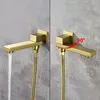 Bathroom Sink Faucets Wall Mounted Solid Brass Shower Spout Diverter Valve Mixer Square Faucet