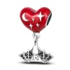 925 sterling silver charms for jewelry making for pandora beads Color Red Heart Car Crane charm set Pendant