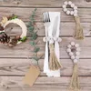 Borse portaoggetti 6Pcs Anelli di tovagliolo di perline di legno con nappe Rustico Perline di fattoria Ghirlanda Appeso a parete Decor Matrimoni Casa