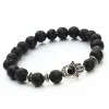 XINYAO 2017 Natürliche Stein Schwarz Lava Perlen Armband Männer Gold Farbe Hamsa Hand Charme Energie Yoga Mala Armbänder Für Frauen f2830