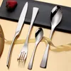 Rostfritt stål knivgaffel sked set biff bord knivar silver svarta kaffekostar kaka gaffel västerländsk matbordsartiklar th0094