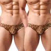 Mutande 2PCS Slip sexy Mutandine Intimo uomo Vita bassa Stampa leopardata Custodia rigonfia Comodi uomini gay