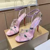 Stiletto Sandals Crystal-encrusted Strap Spool Heels Sky-high Heel Shoes for Women Summer Designers Sandal Party Heeled Factory Footwear designer women sandals