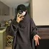 Men's Hoodies Harajuku High Collar Loose Hoodie Spring Hip Hop Sweatshirt Hooded Baggy Fashion Streetwear Black/Gray Long Sleeve Men