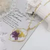 Pendant Necklaces Pressed Natural Flower Rope Necklace Chain Women Briton 1294