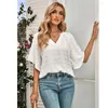 Frauen T Shirts 2023 Sommer Kurzarm T-shirt frauen Casual Stil V-ausschnitt Einfarbig Pelz Ball Tops Weibliche