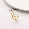 Роскошные ювелирные изделия четырех листовых клевер Clover Crystal Ring Brand Brand Fashion Ring для женщин роскошные натуральные бирвуазовые дизайнерские кольца из нержавеющей стали украшения рождественский подарок