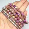 Pärlor Natural Violet Multicolor Imperial Jaspers Stone Round Sea Sediment Turkois för smycken som gör DIY -armband 4 6 8mm