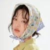 Foulards mode coton lin pour femmes Triangle foulard imprimé fleuri tête enveloppement écharpe cheveux accessoires chapeaux été automne