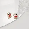 Boucles d'Oreilles Pendantes Petite Fleur de Perle Cerise Premium Fraîche 7031