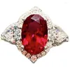 Cluster Rings Charm Ruby Diamond Ring 925 Серебряное обручальное обручальное кольце