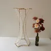 Metal Altın Düğün Centerpieces masa dekorasyonları çiçek standı vazo tutucu, kristal boncuk zinciri parti düğün dekor