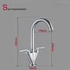 Kitchen Faucets & Cold Water Faucet Chrome Brass Sink Tap Dual Handle 360 Rotation Deck Mounted Flexible Mixer Taps