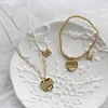 Bracelets à maillons rond peinture à la main étoile pendentif collier ensemble M lettre perles élastiques petites perles d'or colliers bijoux pour femmes