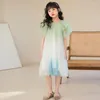 Girl Dresses Teen Girls Flare Sleeve Summer Dress For Kids Chiffon Clothing Ins Fashion Fresh Clothes Wear Outfit 5-14Year Children