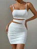 Casual Dresses Sexig Summer Mini Dress Spaghetti Strap Cut Out Ruched BodyCon for Women Party Tight Sundress Clubwear Vestidos Lady D195