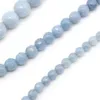 Perline Naturali Sfaccettate Blu Acquamarine Pietra Per Monili Che Fanno Tondo Sciolto Fai Da Te Accessori Braccialetto 4/6/8/10/12mm 15"