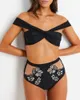 Women's Swimwear Off-The-Shoulder Bikini Set Two Pieces Tankini Women Swimming Suits Patchwork Summer Swiming Suit 2023 Luxury Bourkini