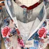 Vestidos casuales una línea 2023 primavera verano hermosa flor malla patchwork letras florales imprimir vestido corto mujeres manga larga volantes sirena vestidos